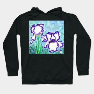 White Irises with Purple Border Hoodie